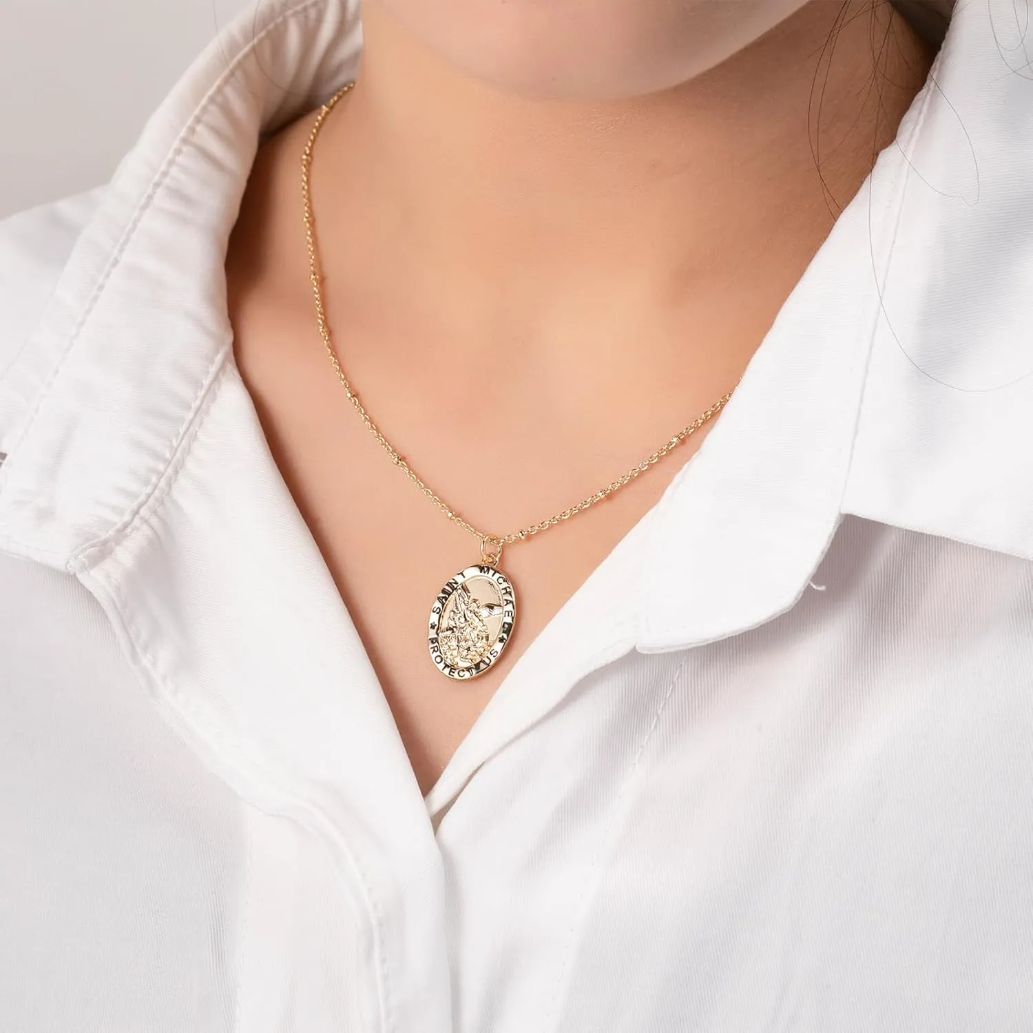Saint Christopher/Michael Necklace for Women, St Series Medals Catholic Gift Medal Pendant Jewelry