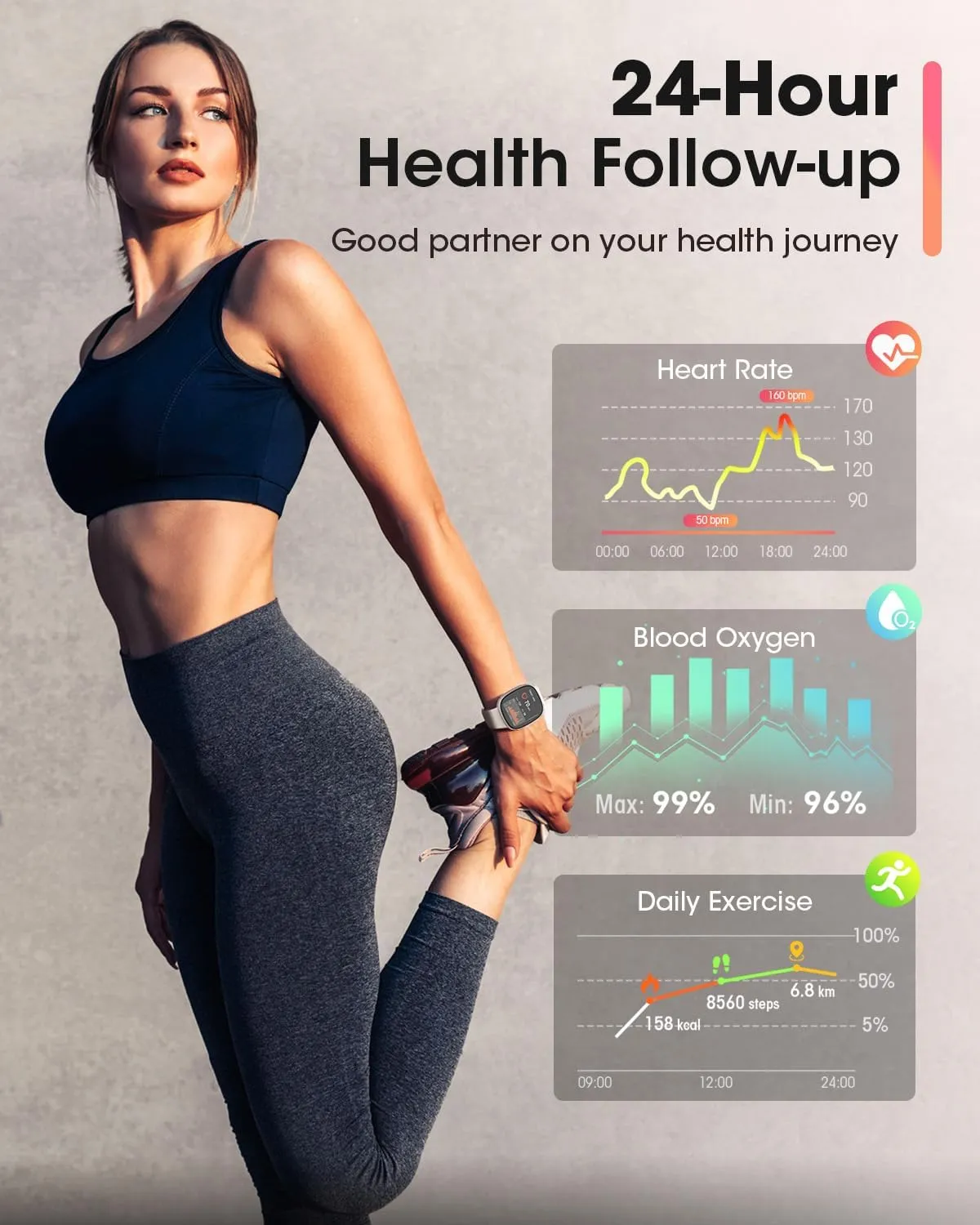Sanorum Smart Watches for Women Men with Call: Fitness Trackers with 24-Hour Heart Rate SpO2 Sleep Monitor 120  Sport Mode 5ATM Waterproof Smartwatch Compatible with iPhone Android Phones Starlight