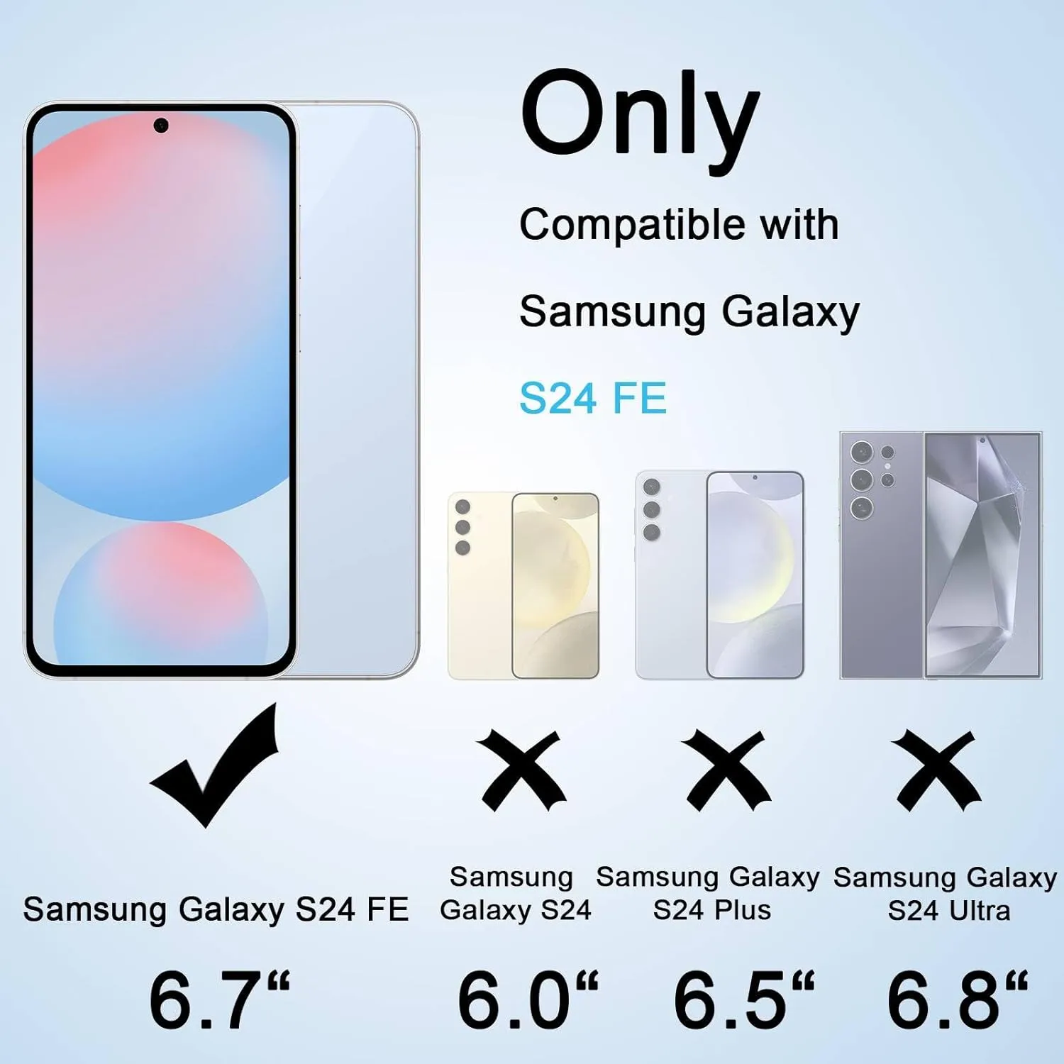 Screen Protector Compatible with Galaxy S24 FE 5G, [4 4 Pack] Camera Lens Protectors, Fingerprint Unlock Support, HD Tempered Glass, Touch Sensitive, Anti Scratch, Case Friendly