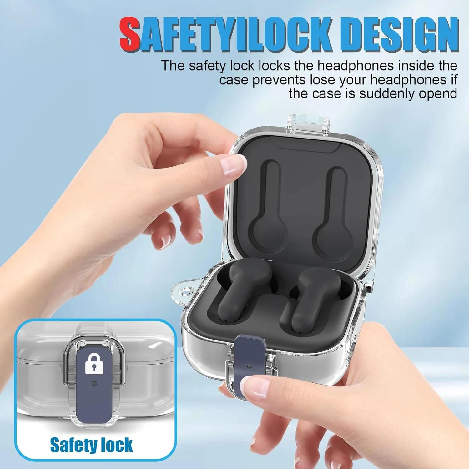 [Secure Lock] Clear Case Compatible with Echo Buds 2023 Case Cover, Anti-Scratch Protective Cover for All-New Echo Buds (2023 Release) Shockproof TPU Hard Shell with Keychain (Clear)