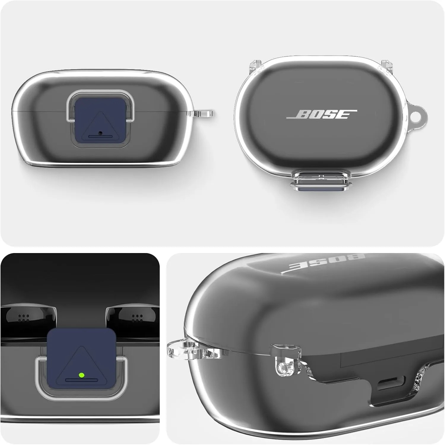 [Secure Lock] for Bose New QuietComfort Earbuds Case, Soft Clear TPU Shockproof Protective Case Cover for Bose New QuietComfort Accessories with Cleaning Kit & Keychain & Lanyard (Clear)