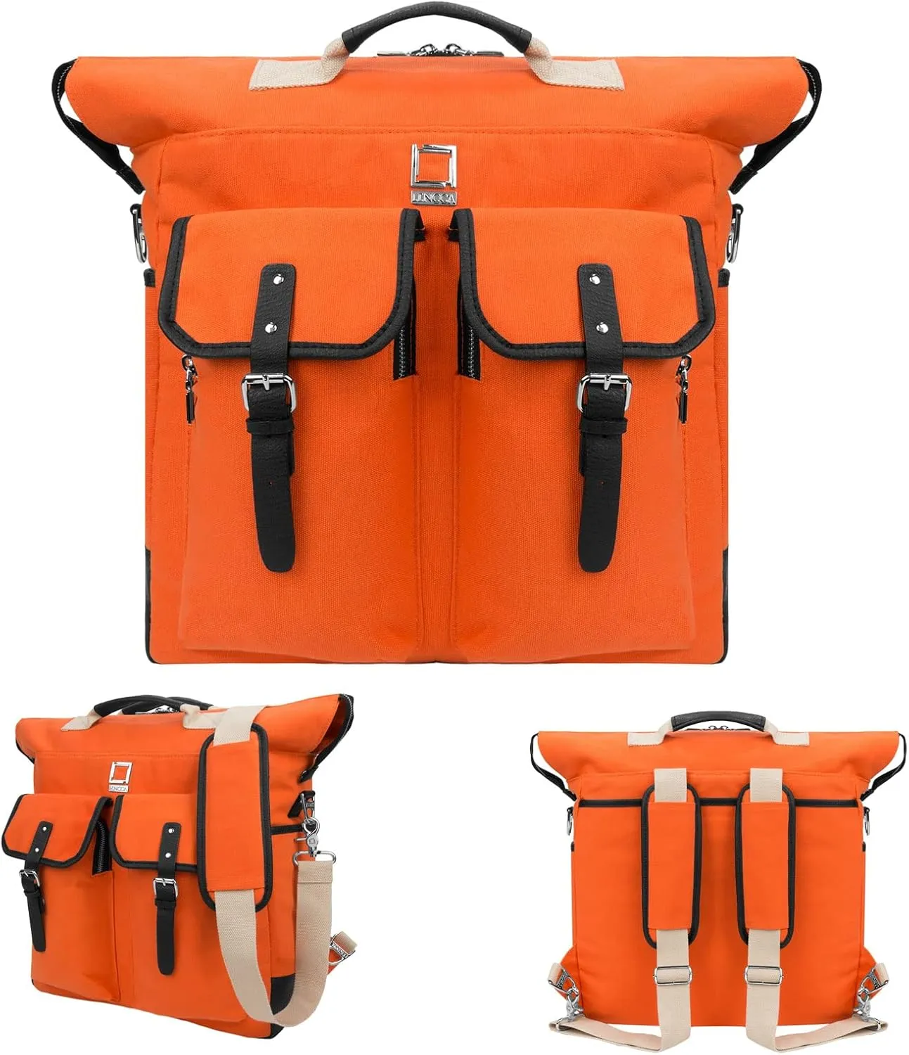 Secure Protective Water Resistant Canvas Backpack Shoulder Bag for Lenovo Chromebook Flex 5 13, HP Envy, MacBook Pro M2 13
