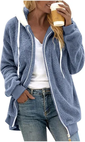 SGASY Women's Fleece Jackets & Coats 2024 Fall Long Sleeve Lightweight Knit Sweater Open Front Cardigans Outwear Coat