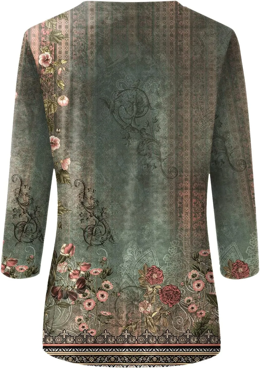 Shirts for Women Summer 3/4 Sleeve Crew Neck Floral Blouse Womens Tops Dressy Casual T-Shirt Painted Graphic Tees