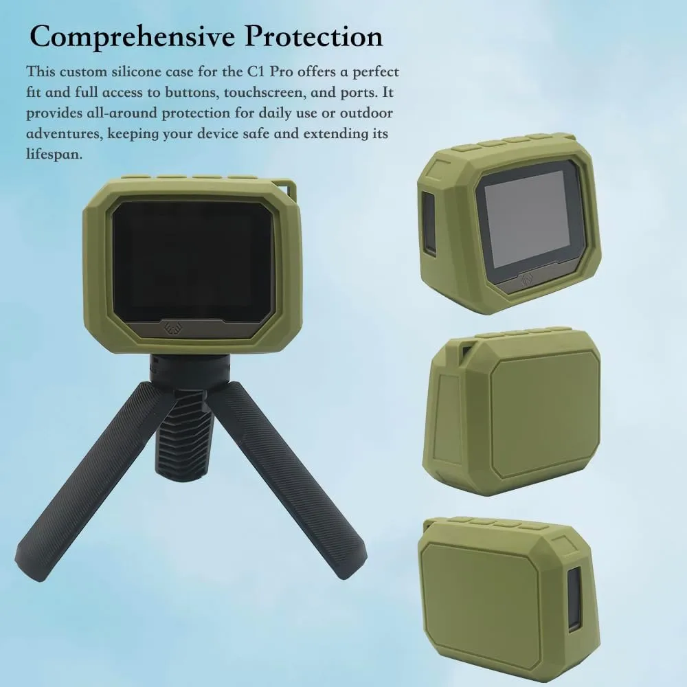 Silicone Protective Case for Xero C1 Pro Chronograph  Full Coverage with 2pcs Tempered Glass Screen Protectors, Silicone Hand Strap, Shockproof, Anti-Scratch, Non-Slip, Green (Case Only)