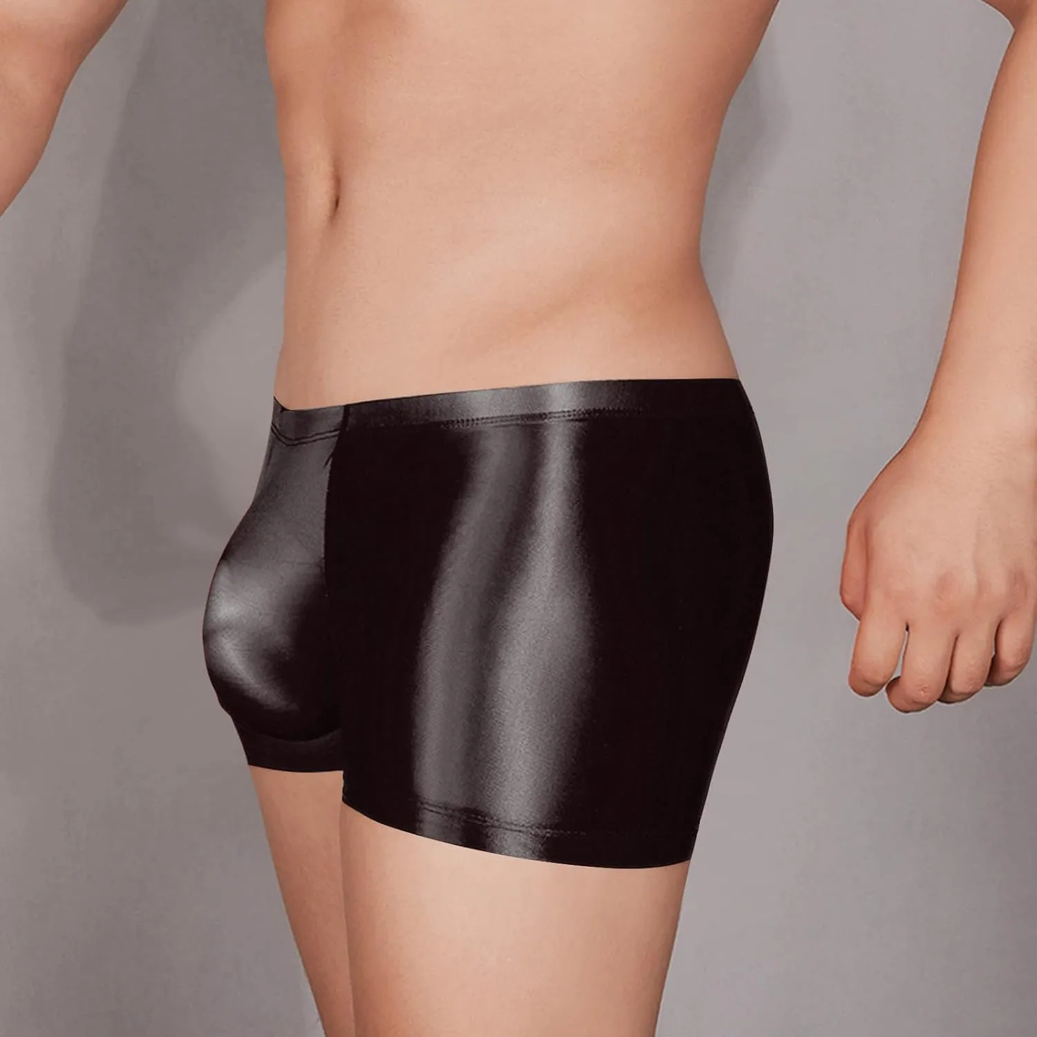 Sissy Underwear for Men See Through Panties Glossy Satin Pajamas Sexy Boxers Briefs Lightweight Sexy Underpants