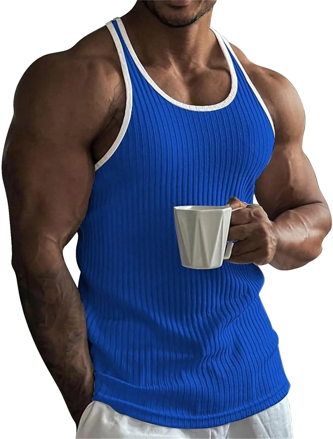 Sleeveless Shirts for Men Spring Casual O Tank Neck Flag Blouse Men Tops Men's Tank Tops Black Shirts for Men Mens