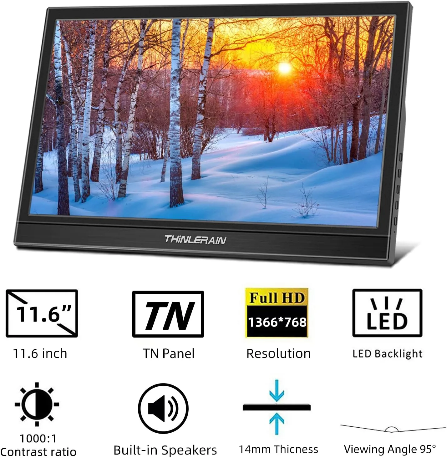 Small Portable Monitor - 11.6 inch Dual HDMI Mini Laptop Monitor, 1366 x 768 TN LED Display External Screen for Laptop and Computer, Build in Speakers