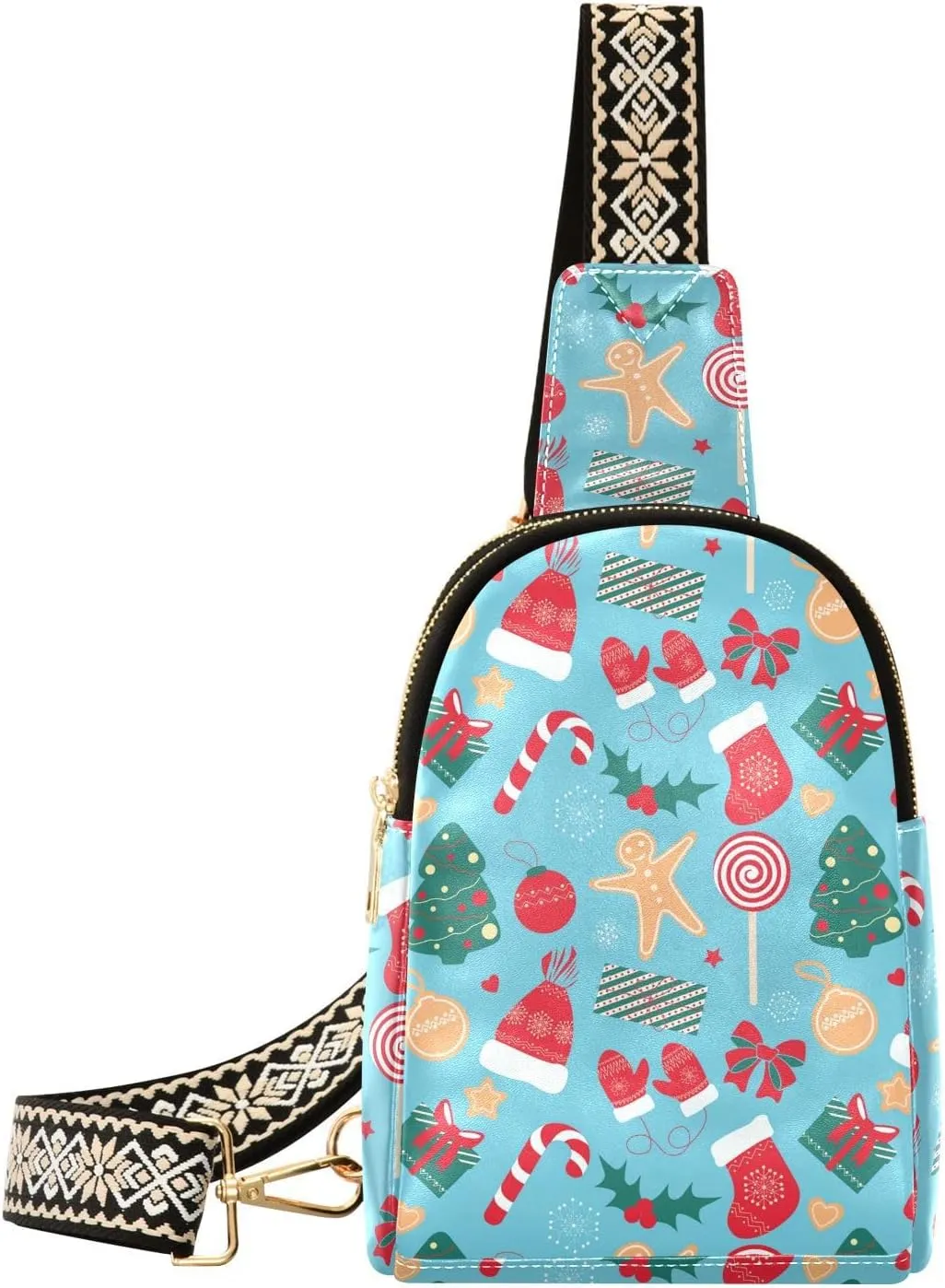 Small Sling Bag Fanny Packs Crossbody Bags for Women Christmas Candy Leather Fashion Chest Bag Belt Bag for Women for Travel Sports Hiking