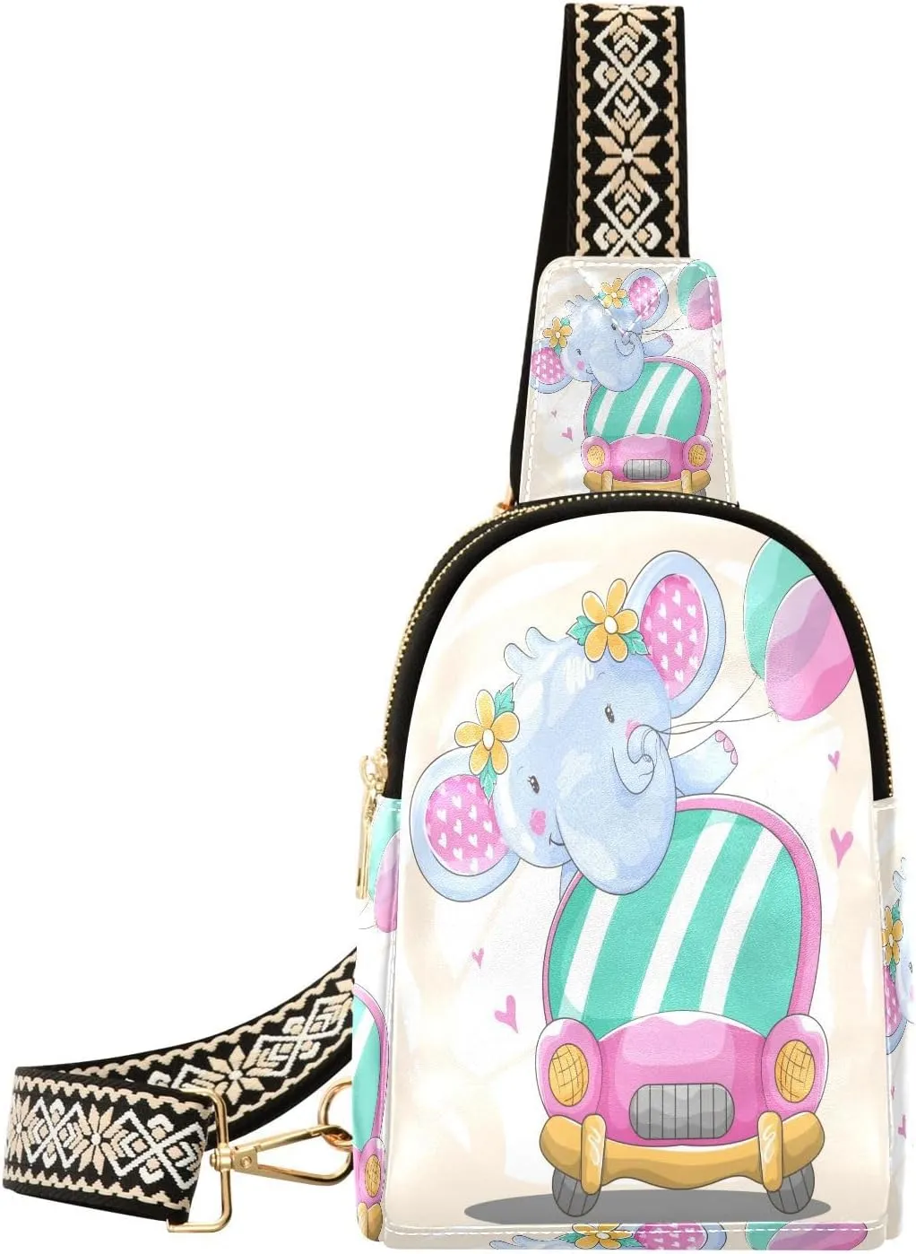 Small Sling Bag Fanny Packs Crossbody Bags for Women Cute Elephant Girl Leather Fashion Chest Bag Belt Bag for Women for Travel Sports Running Hiking