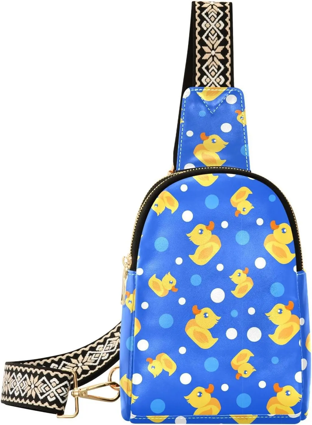 Small Sling Bag Fanny Packs Crossbody Bags for Women Little Rubber Ducks Cute Leather Fashion Chest Bag Belt Bag for Women for Travel Sports Running Hiking