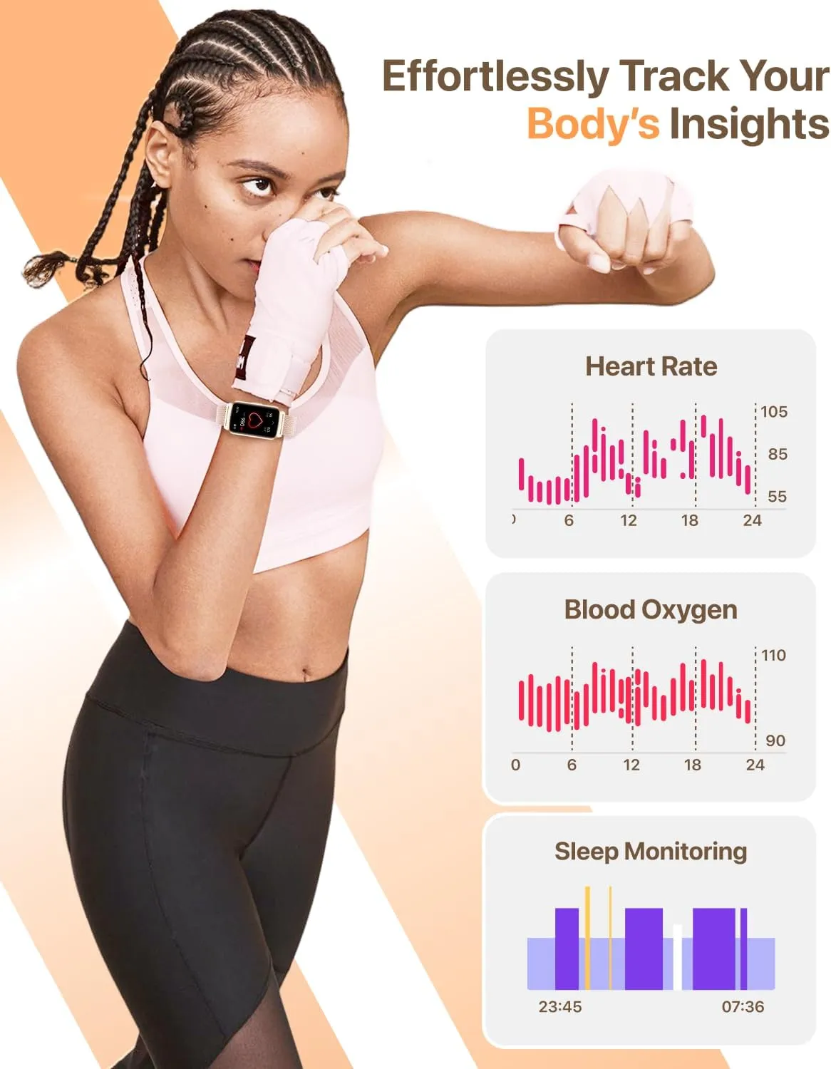 Smart Fitness Watch for Women, Activity Tracker, Calorie Step Counter Pedometer IP68 Waterproof for Android and iPhone (Golden, 1.57)