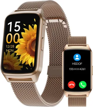 Smart Fitness Watch for Women, Activity Tracker, Calorie Step Counter Pedometer IP68 Waterproof for Android and iPhone (Golden, 1.57)