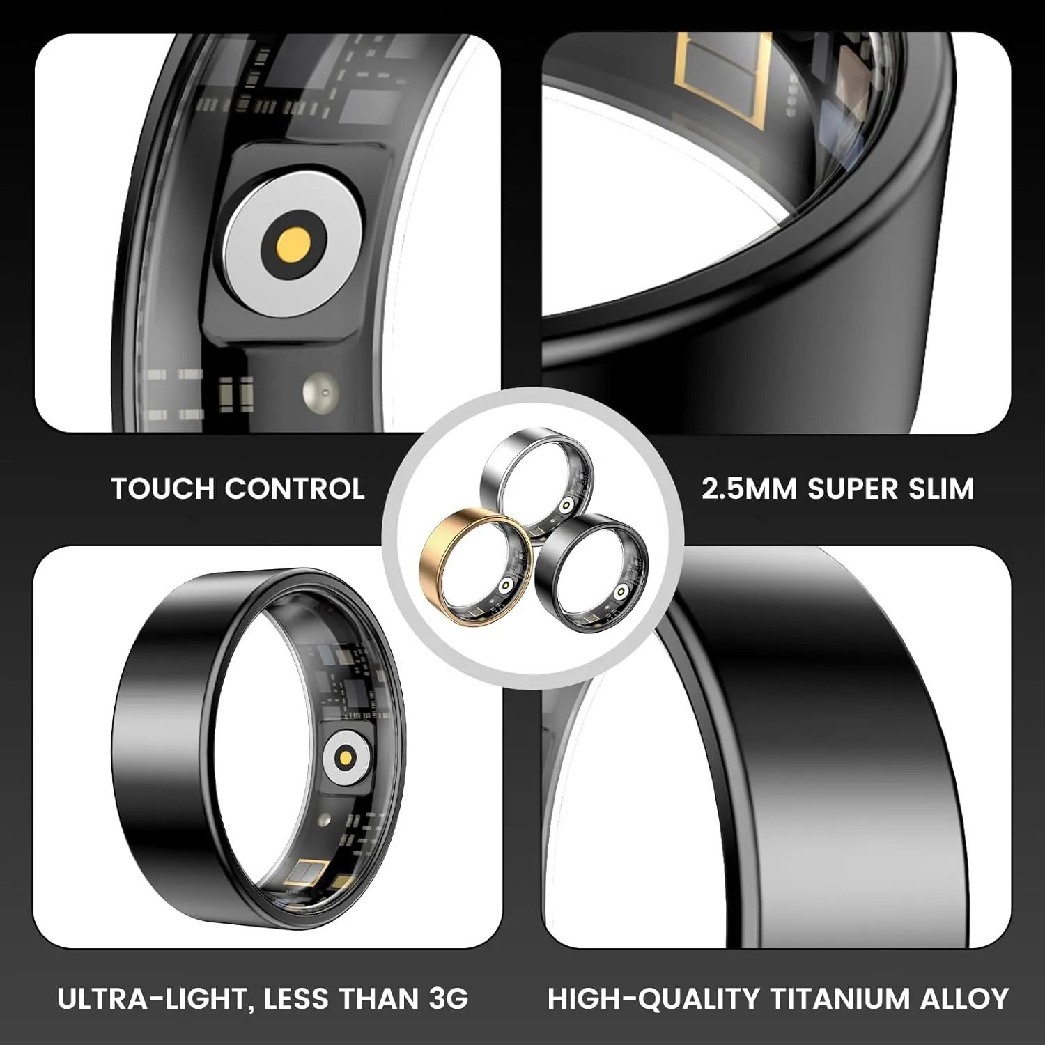 Smart Ring Health Tracker, Sleep&Exercise Monitor Heart Rate,Blood Oxygen,Fitness Trackers for Man&Women -Long Lasting Batteries,Waterproof Sleep Tracking Wearable (Silver, 9)