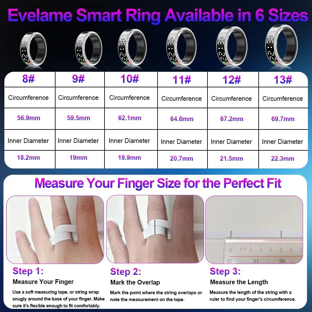 Smart Ring Health Tracker with Display Screen & Touch Button, Bluetooth Connection Health Ring for Women Men, Tracks Heart Rate/Blood Oxygen/Sleep/Steps/Sports Activities, IP68 Waterproof