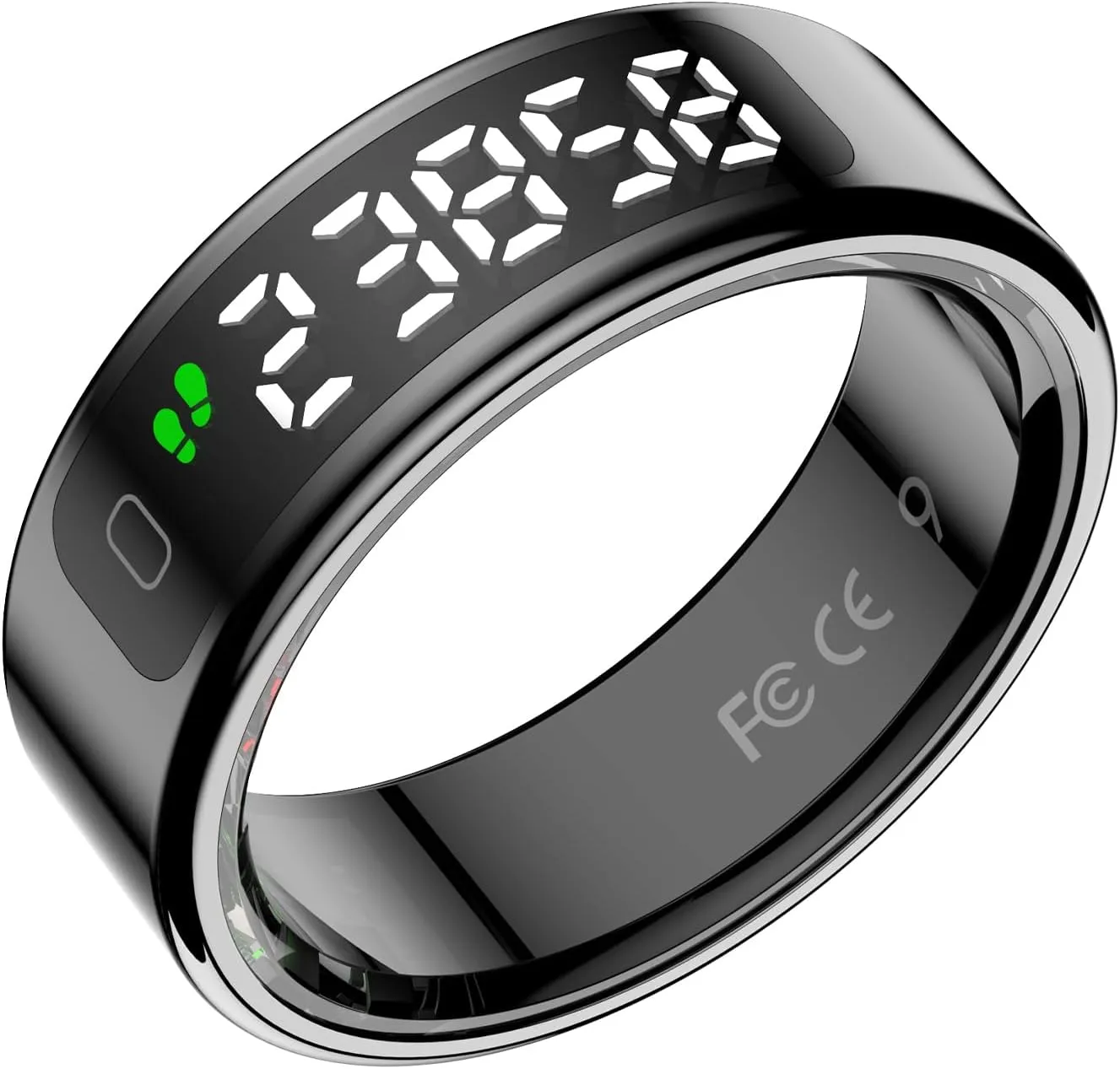 Smart Ring with LED Display Screen,Sleep&Fitness Tracking Wearable for Women/Men,Accurate Monitoring of Pedometer, Heart Rate,Blood Oxygen,No Subscription Required with Wireless Charging (Black, 8)