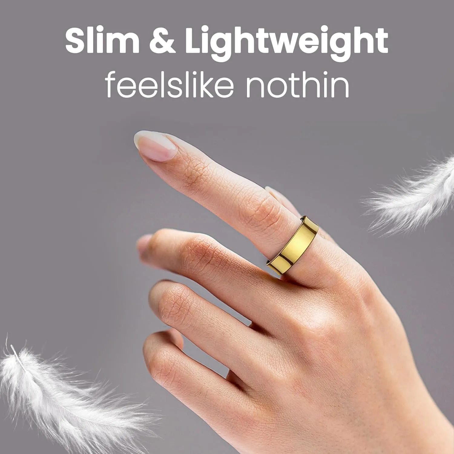 Smart Rings for Men, Fitness Trackers for Women - Sleep Tracking Wearable - Heart Rate - Blood Oxygen - IP68 Waterproof (Gold, 12#)