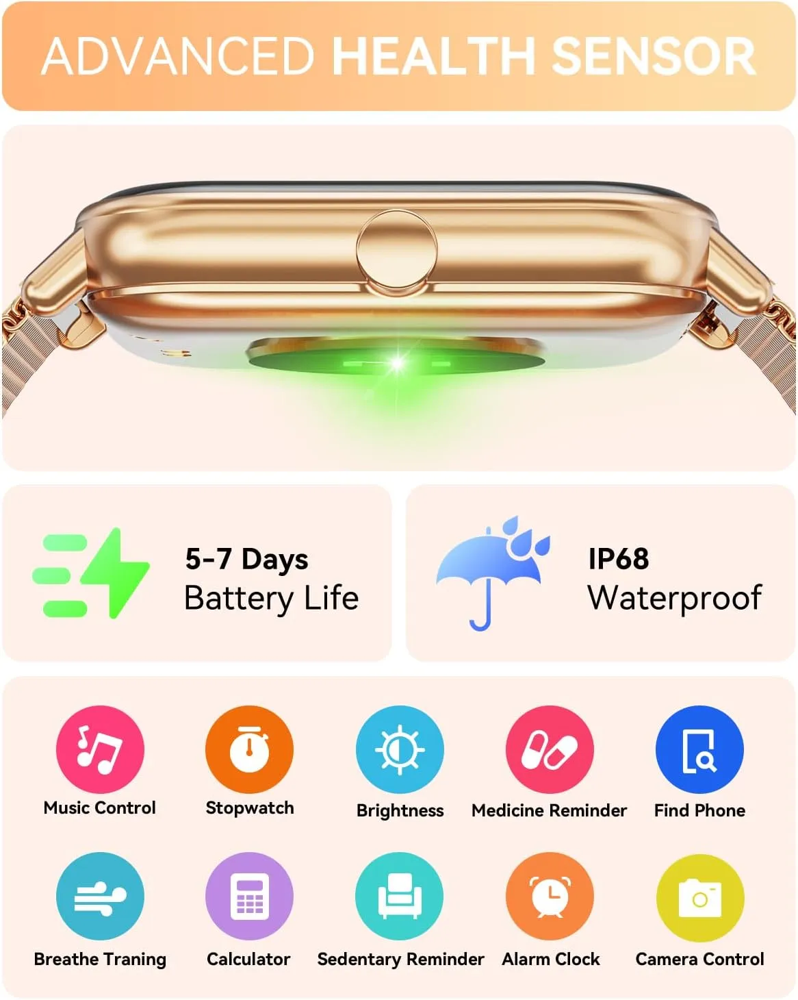 Smart Watch for Women Men, Fitness Tracker Watch for Android Phones iPhone Compatible, 1.85" Smart Watches for Women Men with Blood Oxygen, Heart Rate Monitor, 110  Sport Modes Smartwatch (2 Strap)
