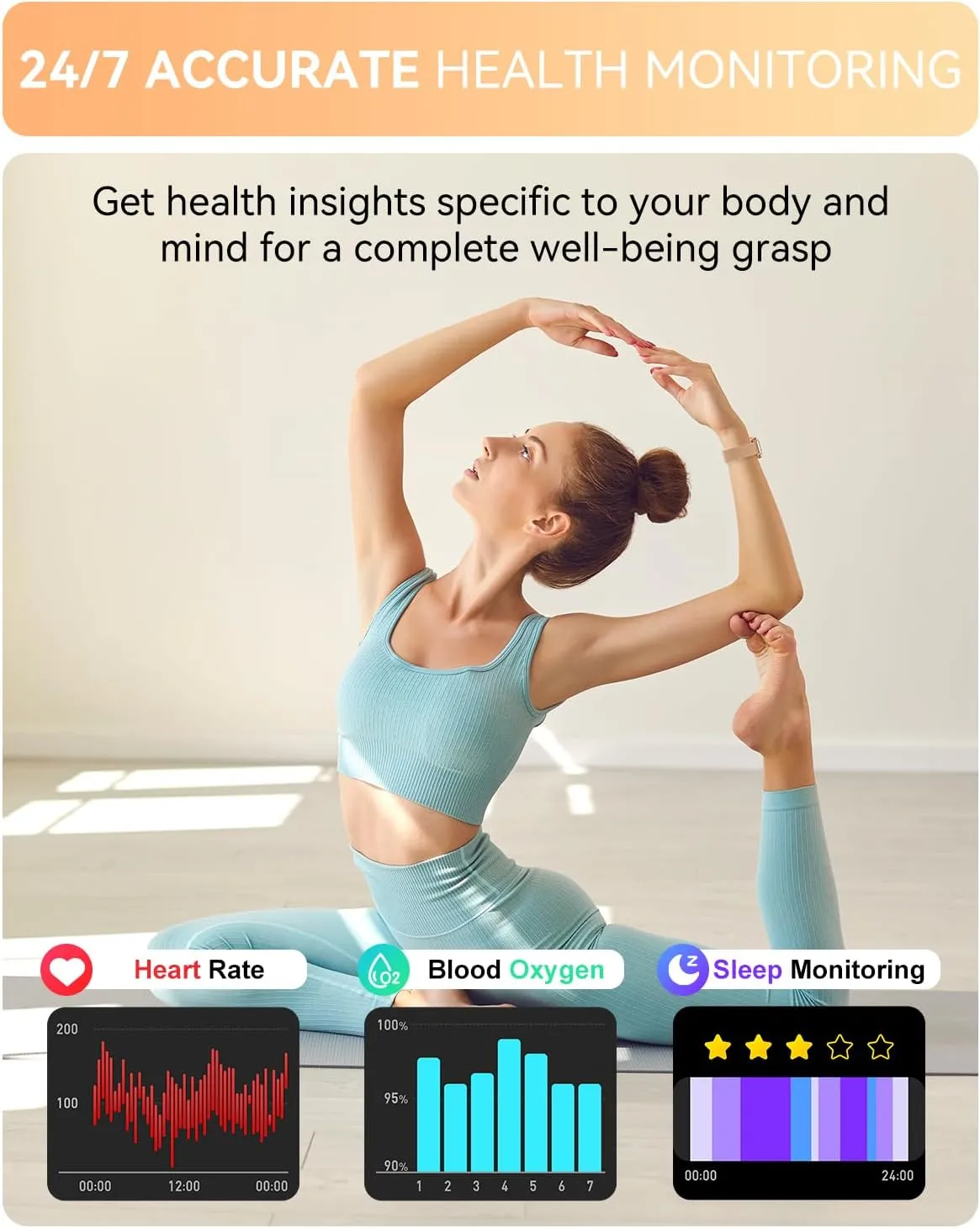 Smart Watch for Women Men, Fitness Tracker Watch for Android Phones iPhone Compatible, 1.85" Smart Watches for Women Men with Blood Oxygen, Heart Rate Monitor, 110  Sport Modes Smartwatch (2 Strap)
