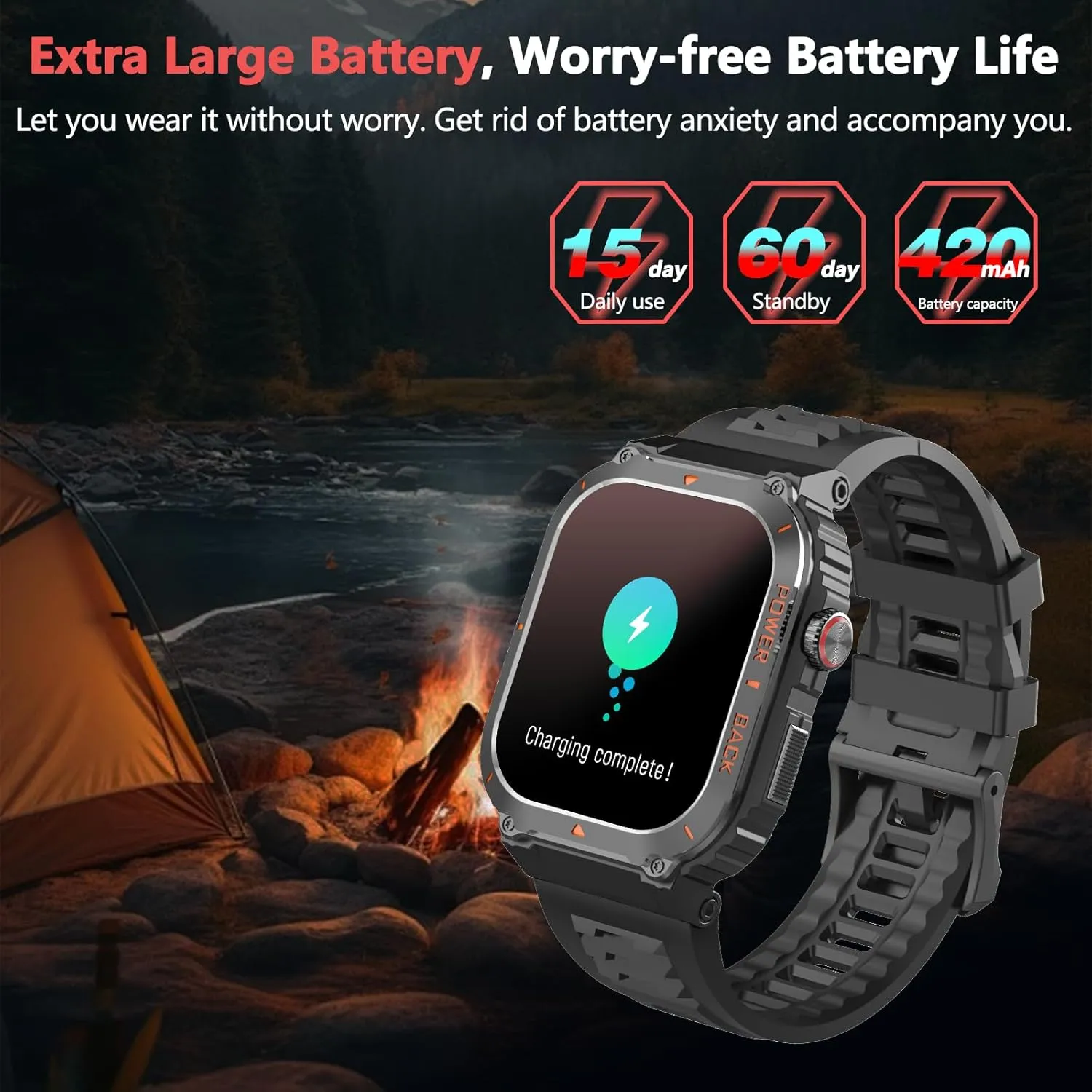 Smart Watches for Men,Military Smartwatches with GPS and Map Navigation & BT Calls - Fitness Trackers with Heart Rate/SpO2/Sleep Monitor,Elevation,Compass,Outdoor Sport Watch for Android/iOS