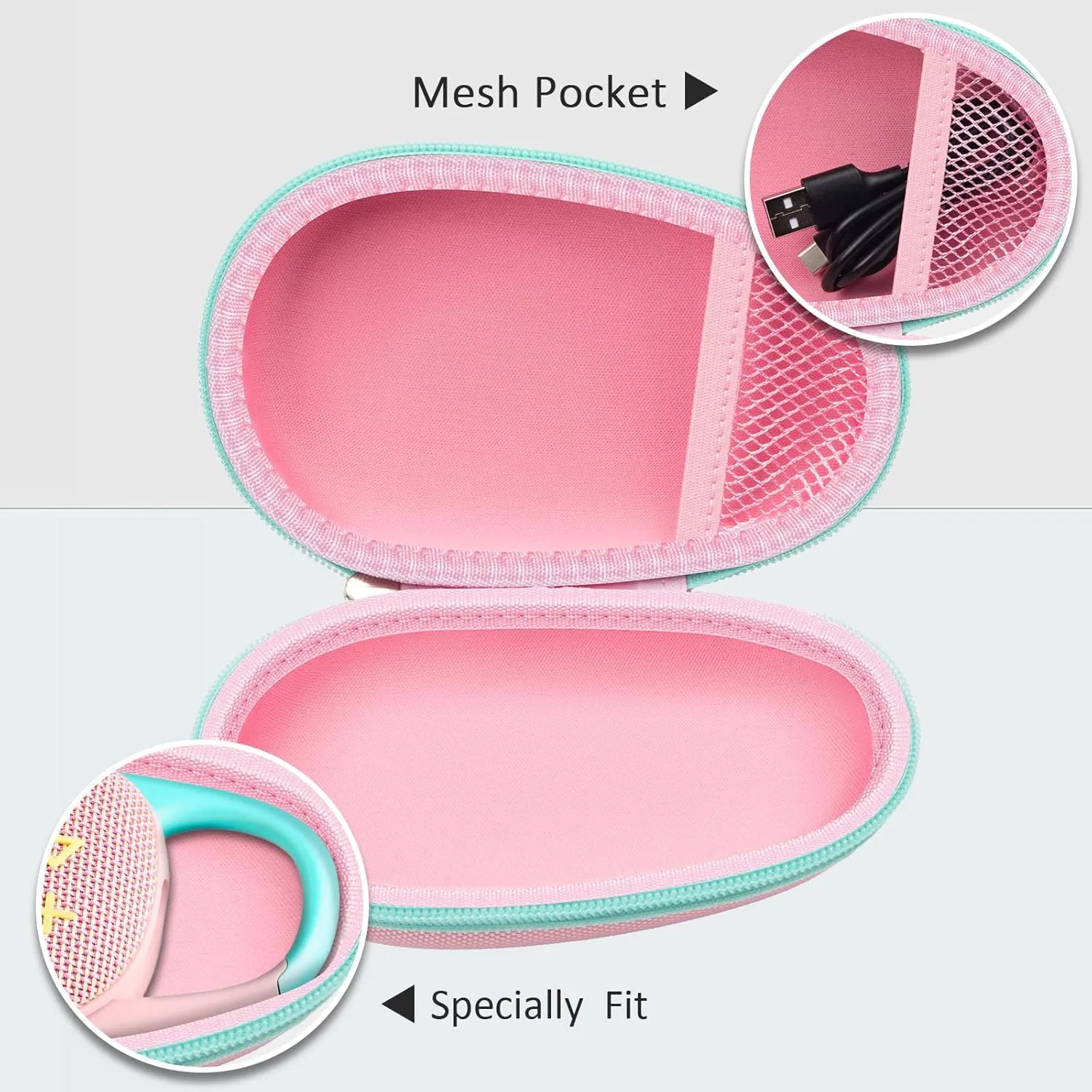 Speaker Case Replacement Compatible with JBL Clip 5/ Clip 4, Bluetooth Speakers Protective Storage Bag Fits for Charger & USB Cable-Box Only (Pink)