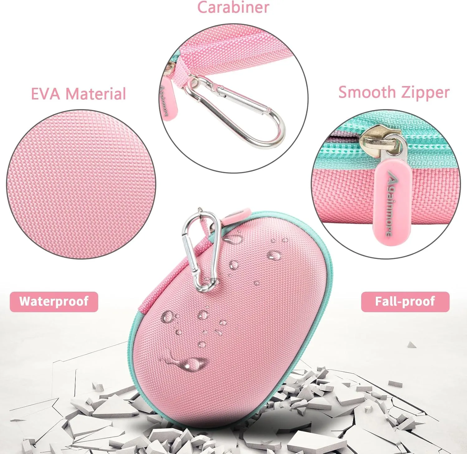 Speaker Case Replacement Compatible with JBL Clip 5/ Clip 4, Bluetooth Speakers Protective Storage Bag Fits for Charger & USB Cable-Box Only (Pink)