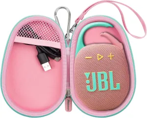 Speaker Case Replacement Compatible with JBL Clip 5/ Clip 4, Bluetooth Speakers Protective Storage Bag Fits for Charger & USB Cable-Box Only (Pink)