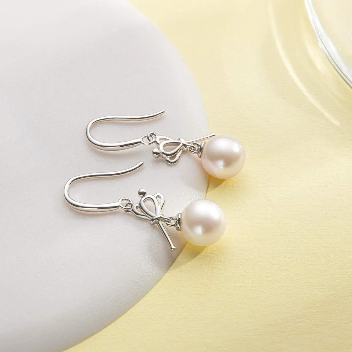 Sterling Silver Pearl Earrings for Women, Freshwater Cultured Pearl Drop Dangle Earrings Gift for Mom Wife Daughter