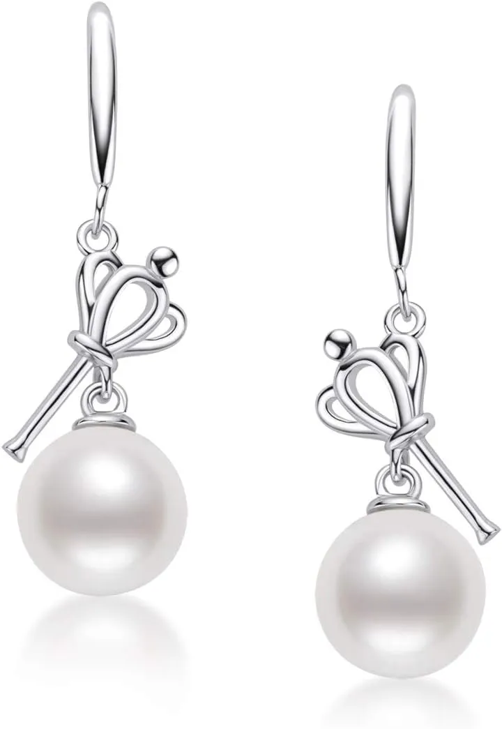 Sterling Silver Pearl Earrings for Women, Freshwater Cultured Pearl Drop Dangle Earrings Gift for Mom Wife Daughter