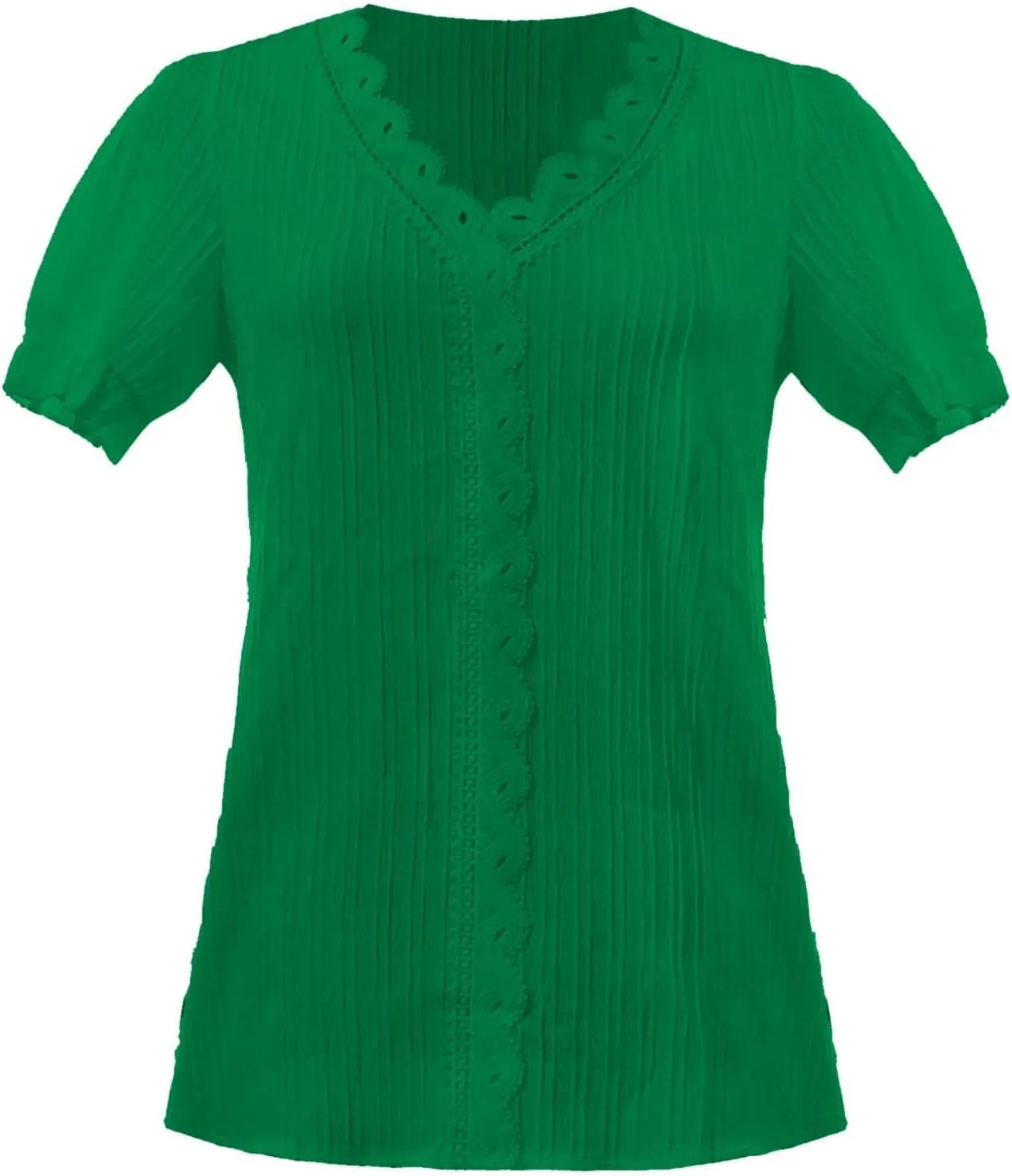Summer Tops for Women 2025 Casual Lace V Neck Plain Elegant Shirt Fashion Solid Short Sleeve Tunic Blouses Outfits