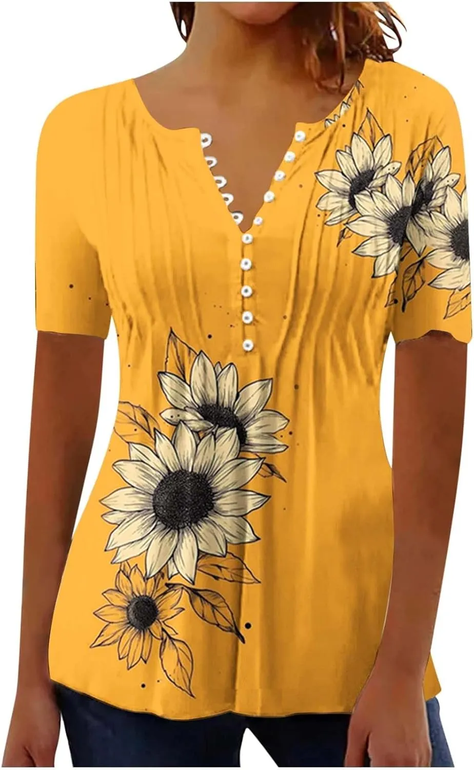 Summer Tops for Women 2025 Short Sleeve Button Down Shirts Casual Dressy Floral Shirt Boho Beach Vacation Blouses