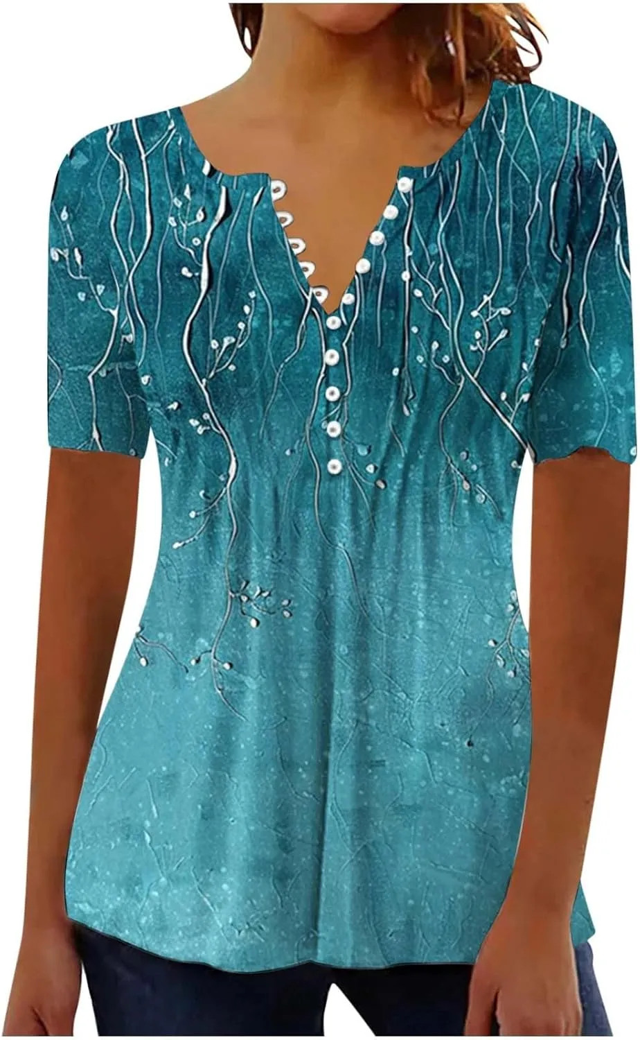 Summer Tops for Women 2025 Short Sleeve Button Down Shirts Casual Dressy Floral Shirt Boho Beach Vacation Blouses