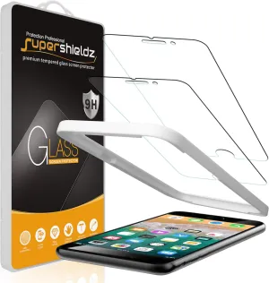 Supershieldz (2 Pack) Designed for Apple iPhone 8 Plus and iPhone 7 Plus (5.5 inch) Tempered Glass Screen Protector with (Easy Installation Tray) Anti Scratch, Bubble Free