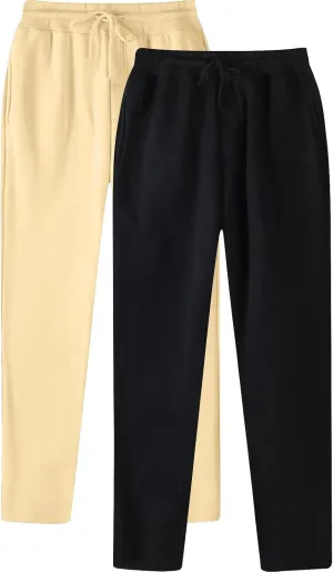 SUWBMHWE 2 Pack Men's Heavyweight Fleece Sweatpants Baggy Elastic Waist Drawstring Sweatpants with Pockets Joggers Trousers