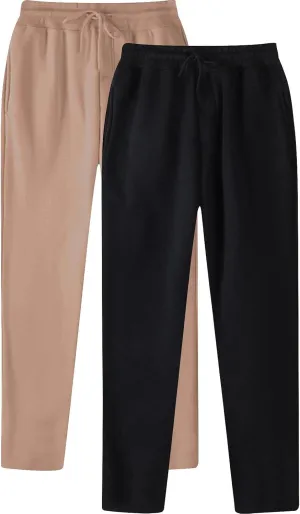 SUWBMHWE 2 Pack Men's Heavyweight Fleece Sweatpants Baggy Elastic Waist Drawstring Sweatpants with Pockets Joggers Trousers