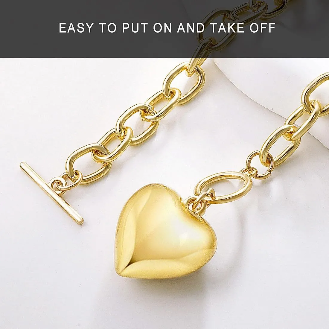 Suyi Gold Heart Necklace Chunky Layered Choker Necklaces