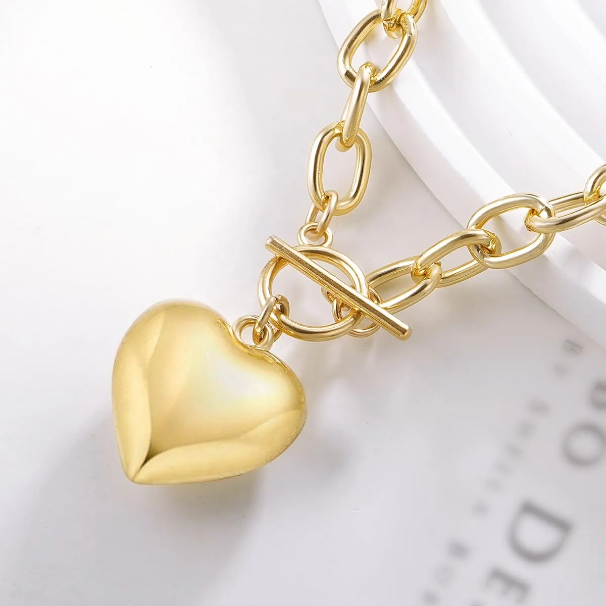 Suyi Gold Heart Necklace Chunky Layered Choker Necklaces