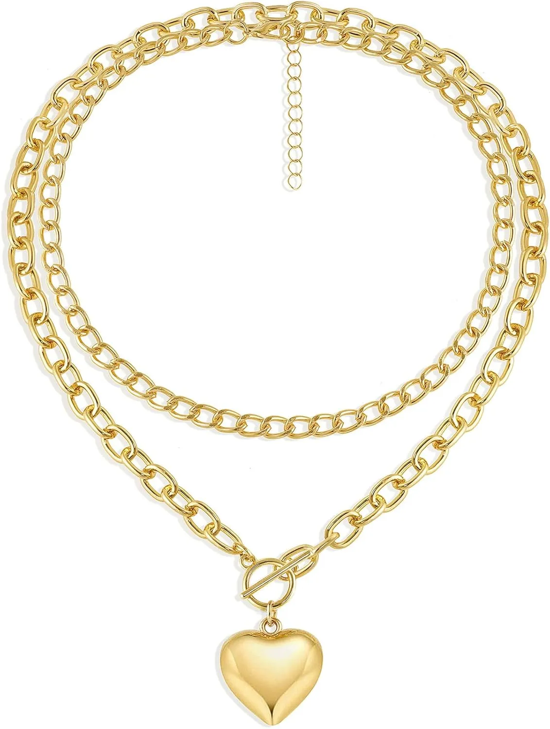Suyi Gold Heart Necklace Chunky Layered Choker Necklaces