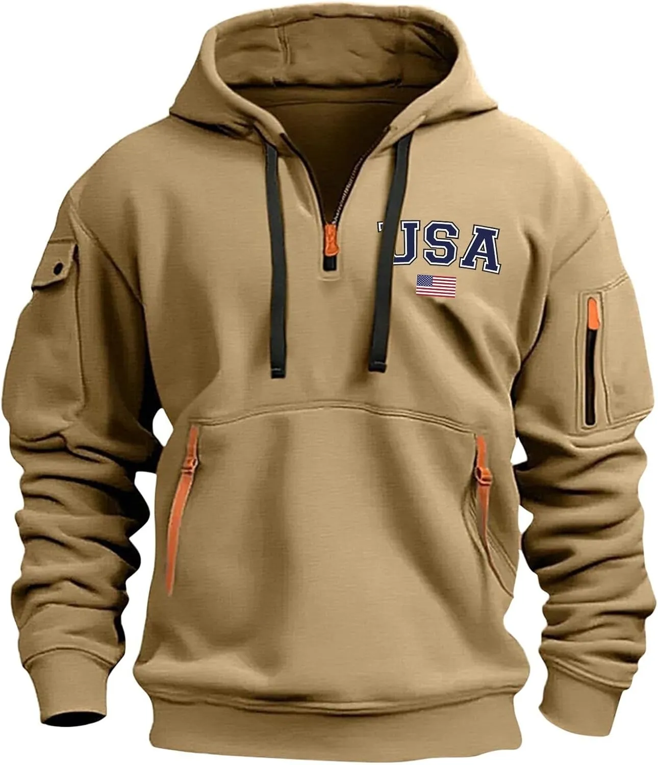 Sweatshirt Men 1/4 Zip Running Athletic Cool Drawstring Hoodies for Men Basic Stylish Sweatshirt with Pockets