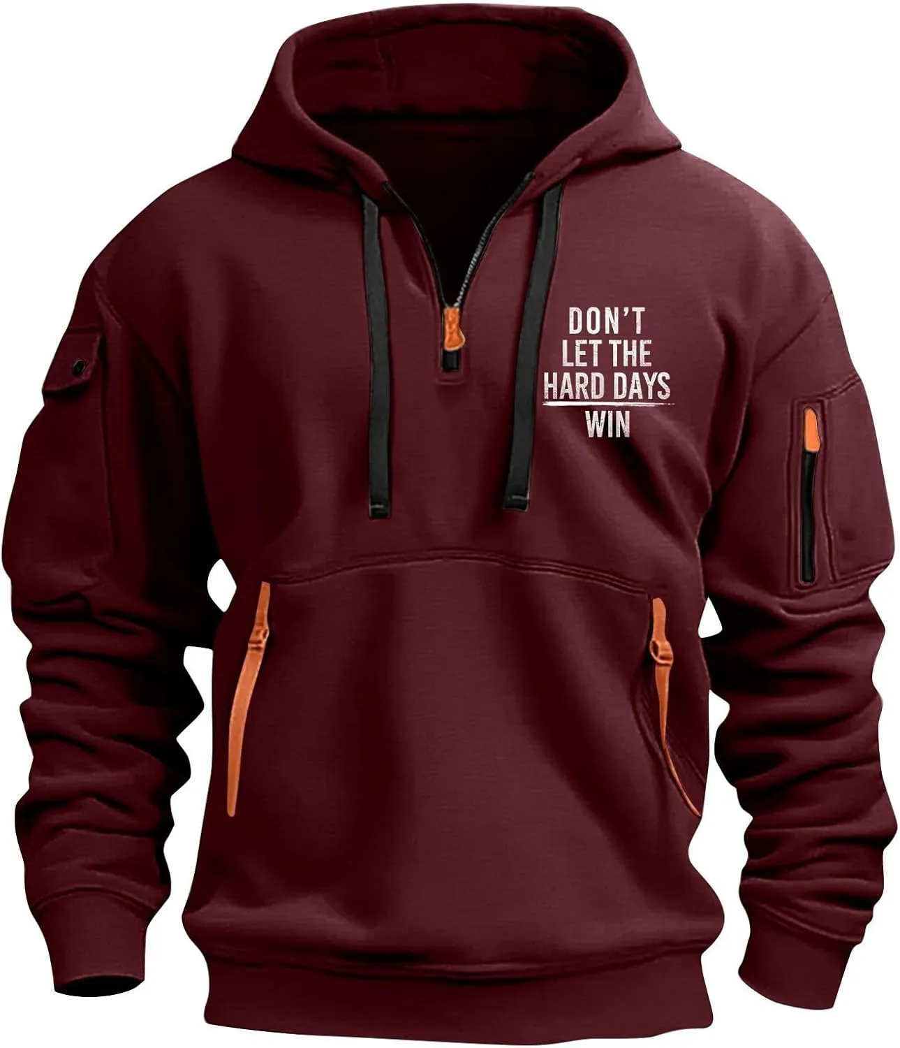 Sweatshirts for Men 1/4 Zip Soft Lightweight Fashion Drawstring Men's Sweatshirts Cool Vintage Hoodie with Pockets