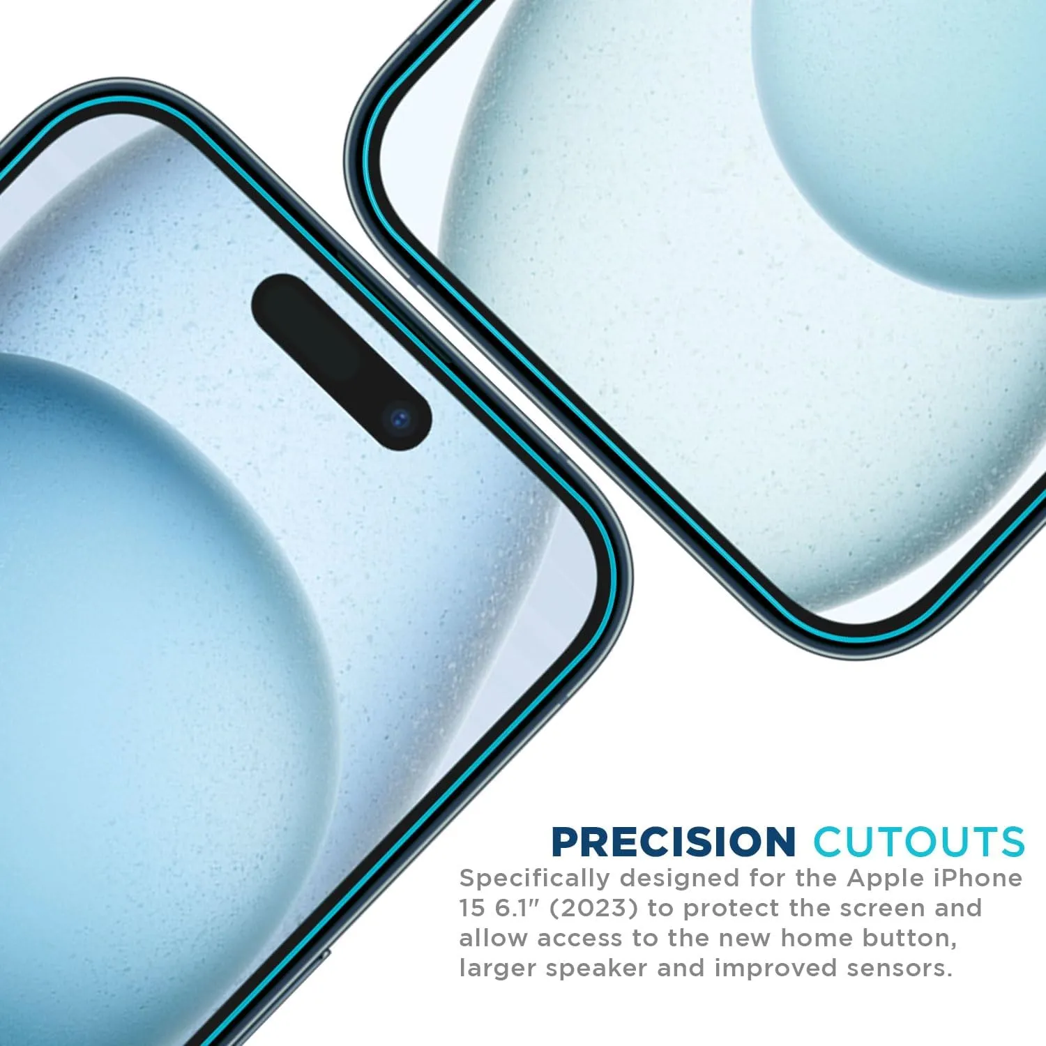 Tech Armor Screen Protector for iPhone 15 6.1 inch - Ballistic Tempered Glass, Case Friendly, Sensor Protection, HD, 9H Hardness, 3 Pack   Bonus Camera Lens Protectors