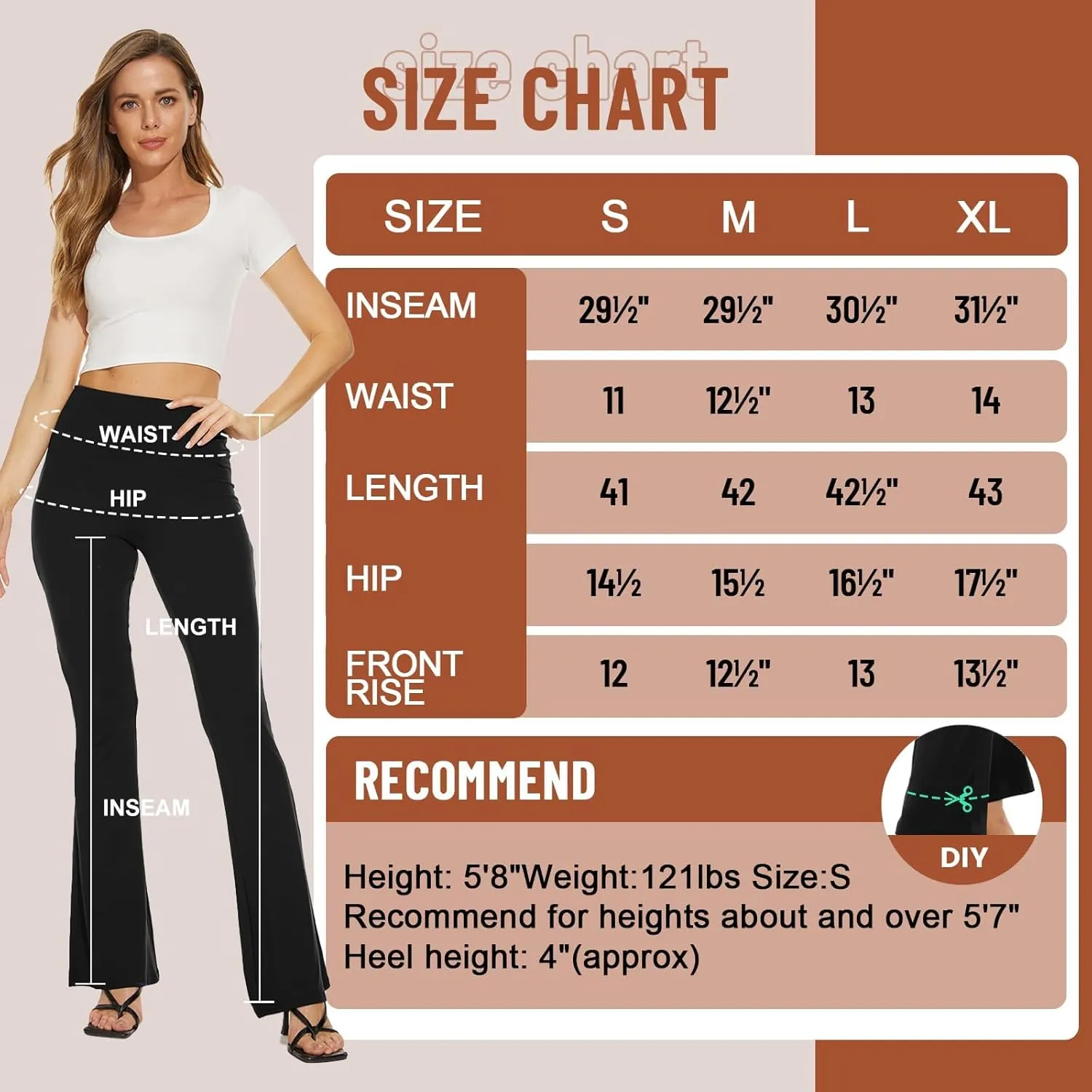 TNNZEET Black Flare Leggings for Women, Crossover Yoga Pants with Pockets Bootcut Flared Leggings