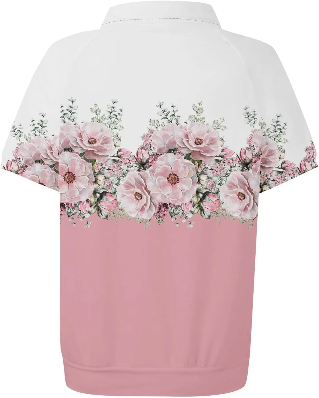 Tops for Women Trendy Short Sleeve Vacation Outfits Blouses Casual Summer Collared Shirts Polo Banded Hem
