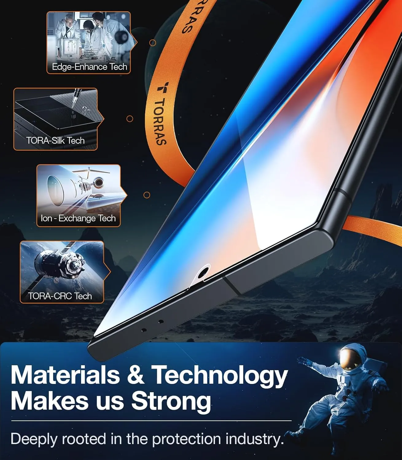 TORRAS Top-Notch Diamond Shield for Galaxy S24 Ultra Screen Protector [9H  Durable Military-Grade Protection] 0.04s Fingerprint Unlock Bubble Free Aerospace Grade Tempered Glass, 2 Packs 6.8 Inch