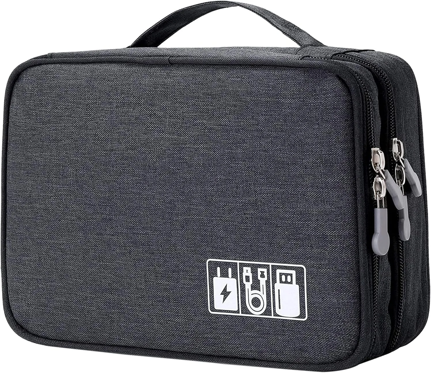 Trawila Electronics Organizer,Double Layer Travel Cable Organizer Bag,Digital Storage Bag Electronic Accessories Case for Cables, Adapters, Chargers, Wires, Flash Disk, Power Bank, Headphone (Black)