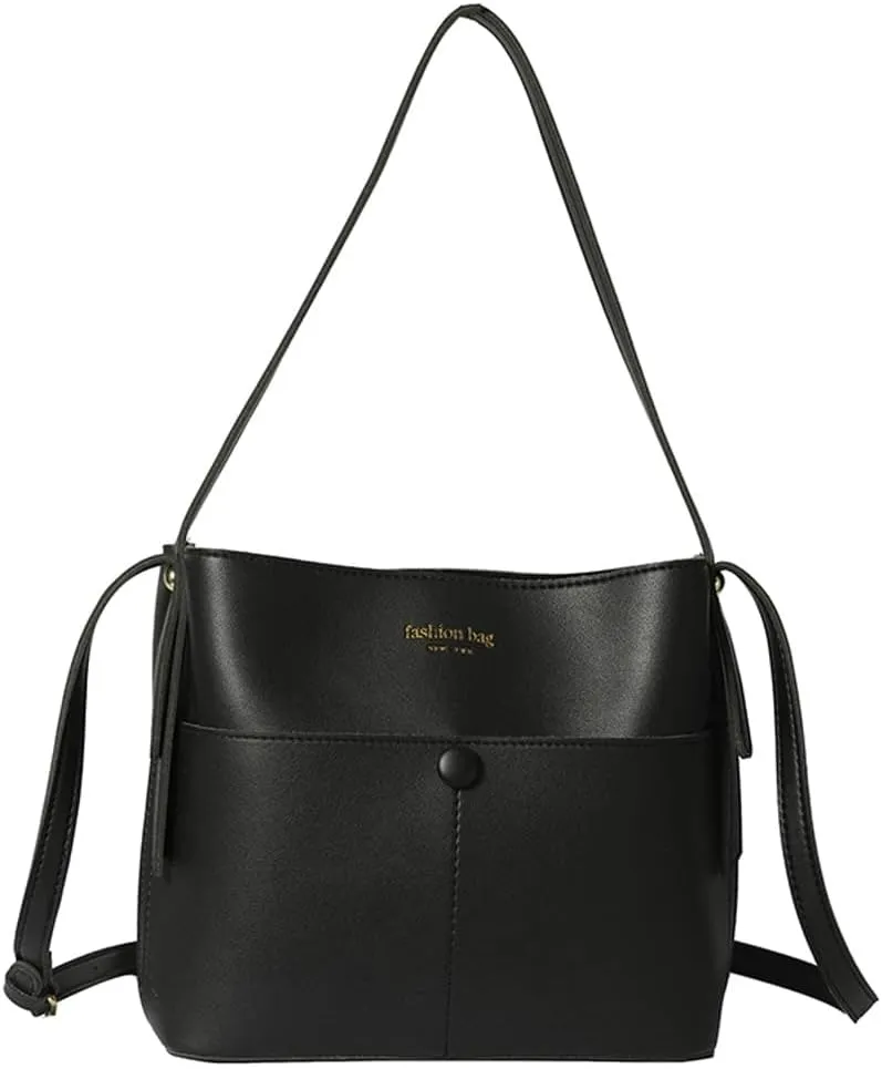 Trendy Shoulder Crossbody Bags for Women Small Bucket Satchel Vegan Leather Ladies Working Tote Purses Handbags