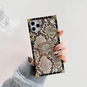 Trendy Snakeskin Phone Cases Compatible with iPhone 12 case 12 Pro with Ring Holder Stander Shockproof Luxury Back Covers Shell (Snakeskin Gold, iPhone 12/12 Pro 6.1'')