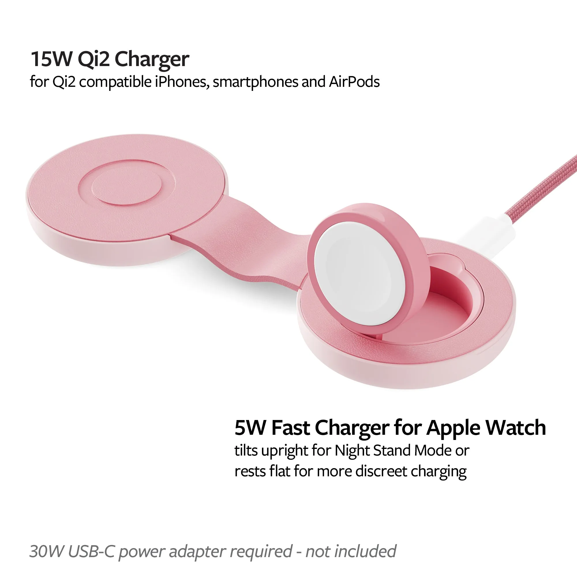 TWELVE SOUTH ButterFly SE 2-in-1 Qi2 MagSafe Charger Wireless - Pink