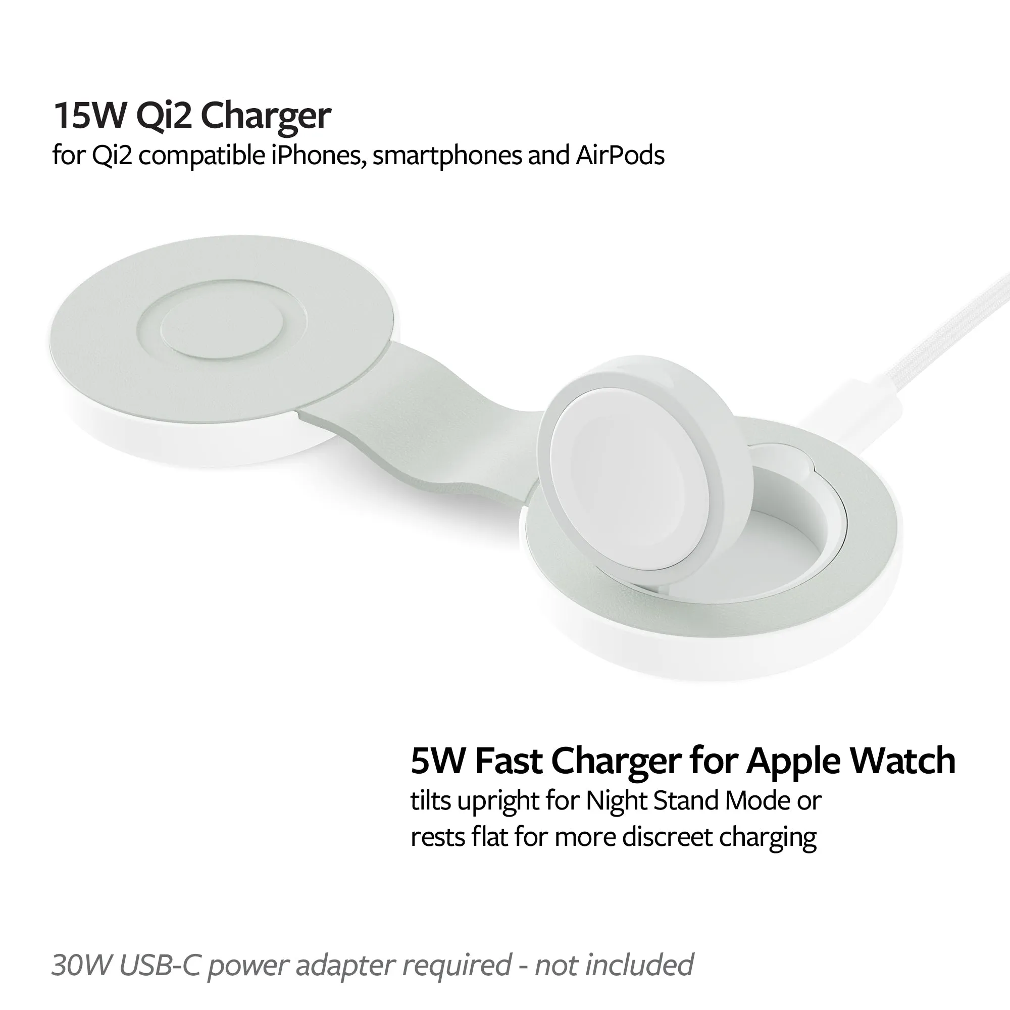 TWELVE SOUTH ButterFly SE 2-in-1 Qi2 MagSafe Charger Wireless - White