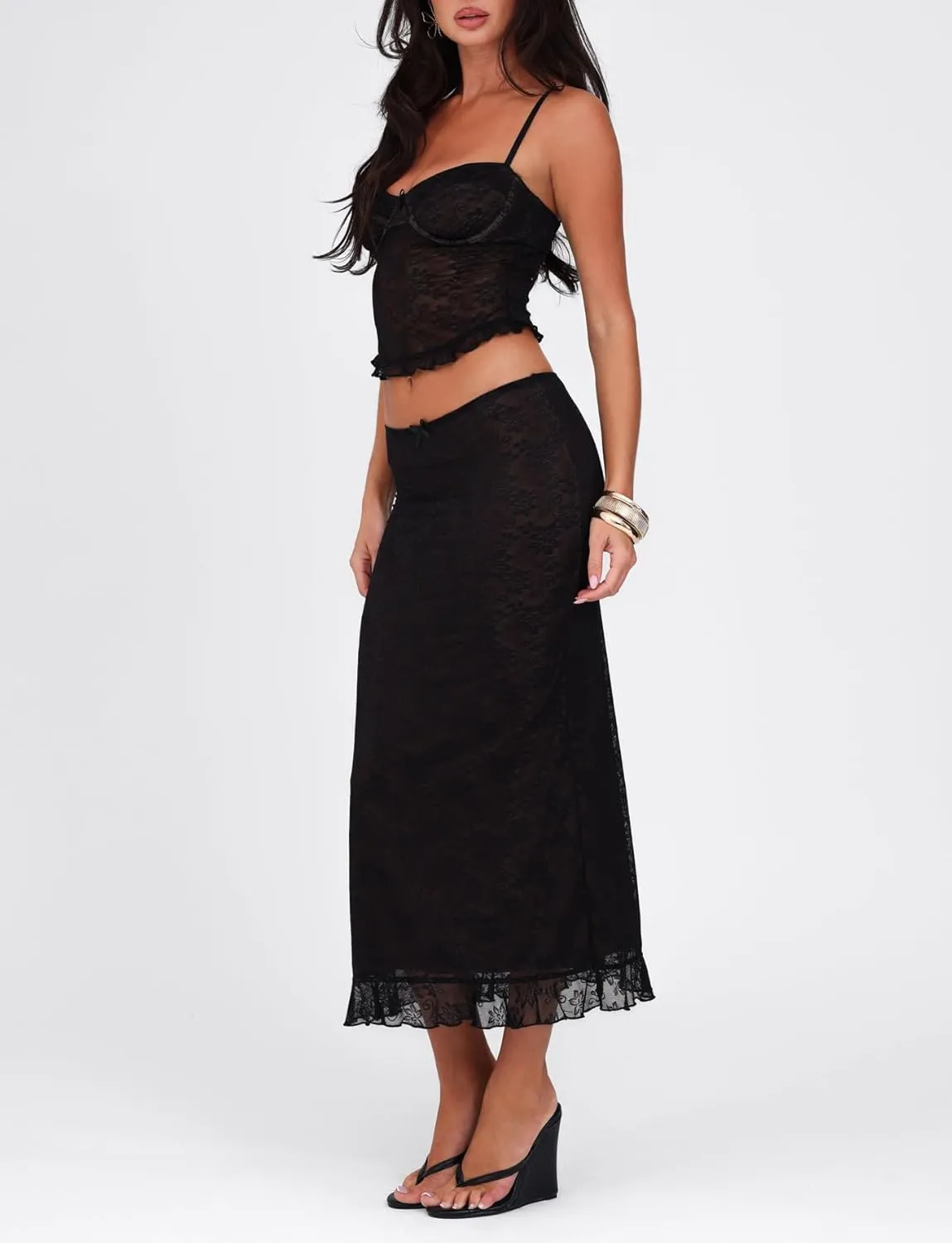 Two Piece Maxi Skirt Sets for Women Backless Halter Beach Lace Up Sleeveless Tank Top Long Skirt Summer Beach Outfits
